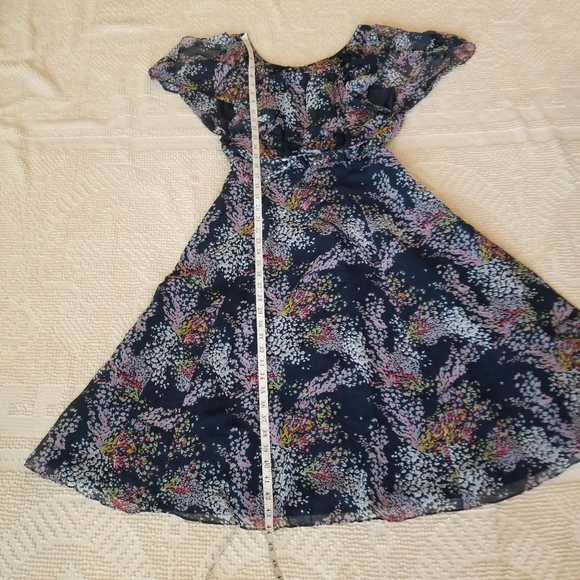 MODCLOTH Navy Floral Ruffled Midi Pocketed Dress - Picture 12 of 14